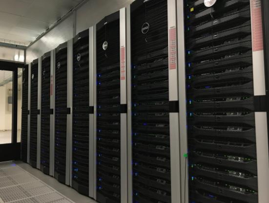 Image is of racks of 130 Dell servers located in Princeton, NJ. These provide 201 Petabyte of total storage that enables the scientists to perform complex processes and analysis of weather data.