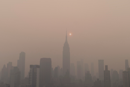A smoke-filled New York City skyline.